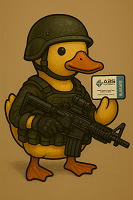 アヒル,兵士,銃,ヘルメット,迷彩服,カード,キャラクター,動物