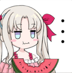 アニメ風,女の子,金髪,リボン,スイカ,無表情,・・・