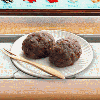 食べ物,おはぎ,列車,窓,和菓子,皿,フォーク