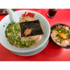 ラーメン,海苔,ネギ,卵ご飯,箸,赤いテーブル