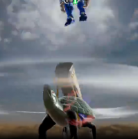 空,雲,戦闘,ゲーム画面,カメ,モンスター,ジャンプ,必殺技