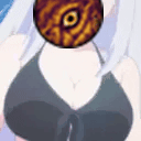 女性,アニメ,白髪,水着,セクシー,モンスター顔