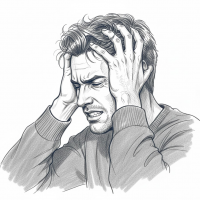 男性,イラスト,困惑,ストレス,頭を抱える,手,表情