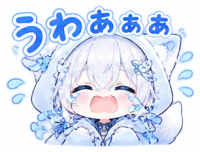 うわぁぁぁ,泣く,泣き顔,白髪,少女,水色,ケモノ耳,アイコン