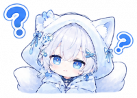 猫耳,白髪,青い目,雪,疑問符