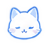 猫,白猫,青背景,アイコン