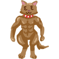 猫,筋肉,動物擬人化,イラスト,コラージュ,首輪
