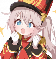 アニメ,女の子,喜び,ピンク髪,帽子,制服,星の目,ツインテール