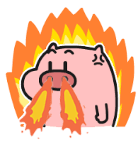 ブタ,炎,火を吹く,かわいい,イラスト