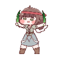 女の子,アニメ風,キャラクター,緑背景,ドット絵,ショートヘア,かわいい,頭飾り