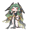 キャラクター,少女,緑髪,白い服,翼,剣