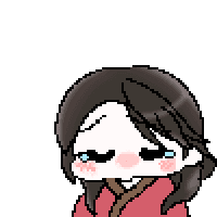 女性,アニメ風,茶髪,赤い服,頬染め,笑顔,ピクセルアート