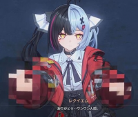 アニメ,女の子,赤い服,ツートンヘア,リボン,ヘアピン,レクイエム,おやすみワンワン人形