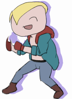 少年,金髪,笑顔,フード付きパーカー,手袋,アニメ風,デフォルメ