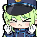 アニメ,キャラクター,警官,帽子,緑髪,泣き顔