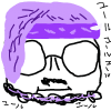 紫,キャラクター,髭,サングラス,バンダナ,ユール,落書き風