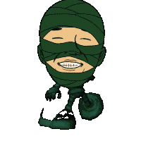 包帯,キャラクター,緑色,笑顔,バストアップ