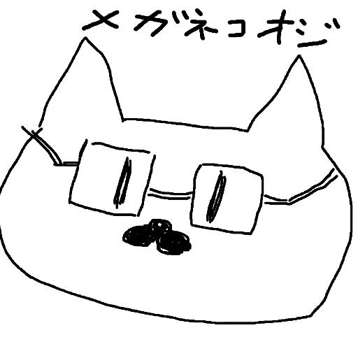 猫,手描き,メガネ,シンプル,イラスト,メガネネコポジ