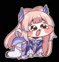 かわいい,デフォルメ,女の子,ピンク髪,青い衣装,キャラクター,泣き顔,イラスト,ゲームキャラ,原神