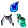 青い宝石,水滴,緑のポーション,鎌,ゲームアイテム,アイコン
