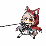 アニメ風,獣耳,赤ずきん,狐,女の子,ちびキャラ,剣,かわいい