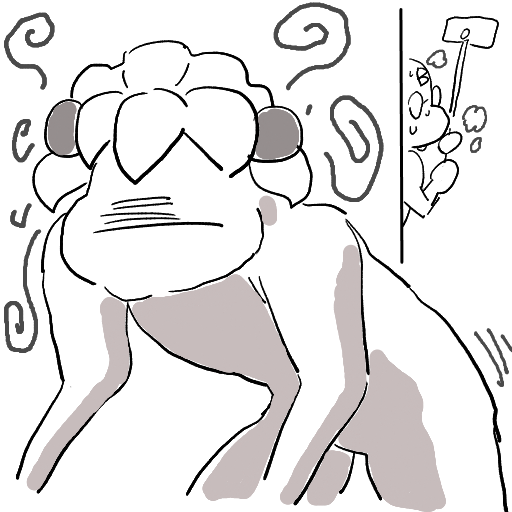 イラスト,擬人化,動物,驚き,マンガ,ハンマー,コミカル,人物,シュール