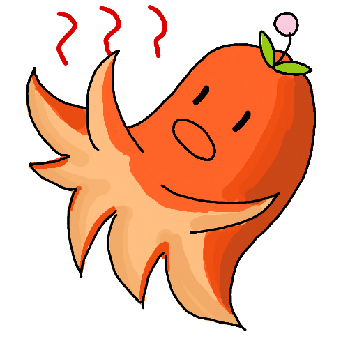 金魚,お化け,赤色,イラスト,葉っぱ,かわいい,シンプル