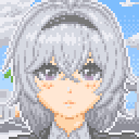 銀髪,ショートヘア,アニメ風,女性,灰色の目,空,屋外,ポートレート,アイコン