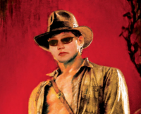 帽子,シャツ,冒険,背景赤,サングラス