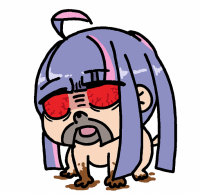 キャラクター,アニメ風,赤い目,紫の髪,シュール