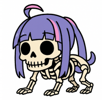 スケルトン,犬,アニメスタイル,紫の髪