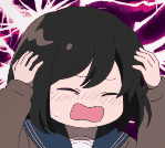 女の子,アニメ,泣く,制服,黒髪,叫ぶ,手で頭を押さえる,驚き,パニック