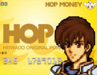 HOP,HEIWADO ORIGINAL POINT,HOP MONEY,ポイントカード,アニメ風キャラクター,黄色,カード,ゲーム風