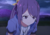 アニメ,紫髪,女の子,真剣,夜,パーカー,ウマ娘 プリティーダービー