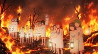 アニメ,少女,ドレス,ランタン,炎,火事,地獄楽