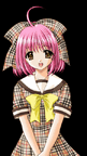アニメ,女の子,ピンク髪,リボン,チェック柄,制服,セーラー服