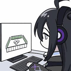 女性,ヘッドホン,パソコン,デスク,モニター,キーボード,横顔