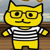猫,黄色い猫,眼鏡,ボーダーシャツ,キャラクター