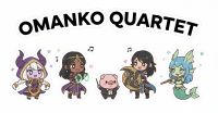 OMANKO QUARTET,デフォルメ,ファンタジー,魔法使い,戦士,人魚,音符,動物,パーティ,キャラクター