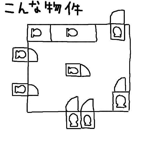 こんな物件,間取り図,部屋,ドア,窓,手描き