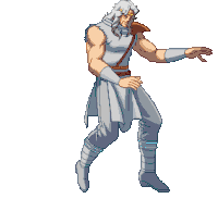 男性,戦士,白髪,筋肉,アニメ風,格闘ゲーム,ローブ,肩当て