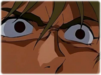 アニメ,男性,アップ,目,驚き顔