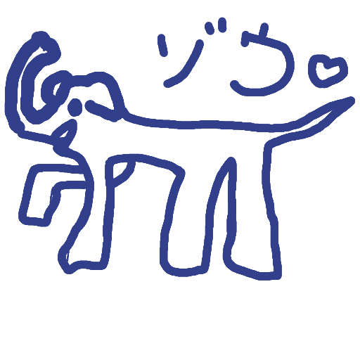 ぞう,動物,イラスト,手描き,象,青色,シンプル