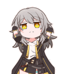 アニメキャラ,女性,銀髪,黄色い目,制服,黒いコート,ミニスカート