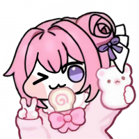 女の子,ピンク髪,ウィンク,ロリポップ,リボン,くま,平和サイン,かわいい,イラスト,アイコン