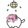 猫,ピンクの髪,ディスコボール,キャラクター,かわいい