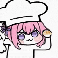 アニメキャラクター,ピンク髪,シェフ,料理,かわいい
