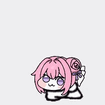 キャラクター,ピンクの髪,アニメスタイル,かわいい,花飾り,小さいキャラ