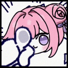 ピンクの髪,キャラクター,アニメ風,指を指す