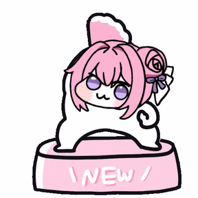 ピンク髪,猫耳,リボン,ローズ,デフォルメ,台座,NEW,かわいい,イラスト